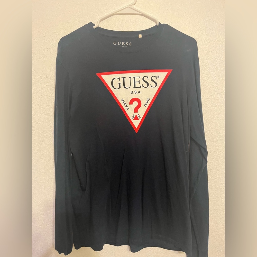 Long Sleeve Dark Blue Guess Shirt